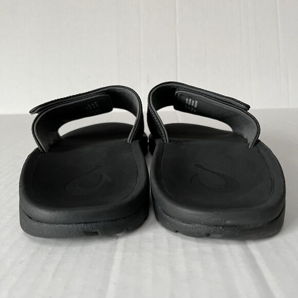OluKai Nalu Slide Sandals Mens Black Water Resistant Slip On Casual Outdoor Sz 9 - Picture 7 of 16
